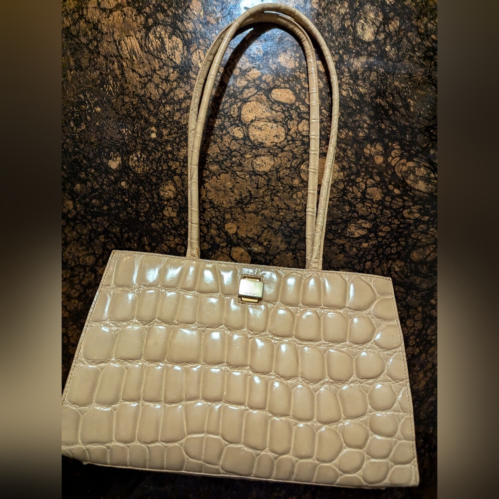 Furla Cream Croc-Embossed shoulder bag in very good used condition.